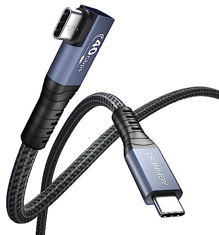Cavo USB 4 , Cavo Thunderbolt 4 ad Angolo Retto, Supporta il Trasferimento Dei Dati a 40Gbps / Ricarica Veloce a 100W / Video 8K@60Hz Compatibile con Tutti i Dispositivi USB C (Angolo Retto, 1M)