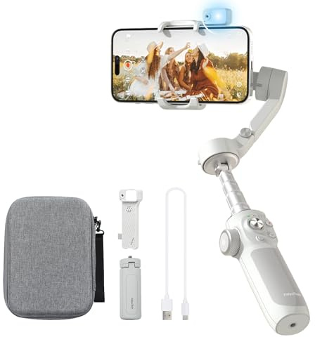 FeiyuTech VB 4 Kit - Smartphone Gimbal with 8.4''Extendable Rod,Bag, Lighting Enabled Tracking Module,Gesture Control, Gimbal Stabilizer for YouTube TikTok Live Video Record,iPhone&Android,Max 0.57lb