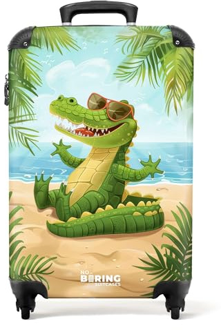 NoBoringSuitcases.com Valise Enfant, Valise Cabine, Valise Cabine Enfant, Bagages Enfant, Valise Enfant Roulette, Valise pour Enfant, Petite Valise, Valise Cabine 55x35x25cm (Crocodile - Vert)
