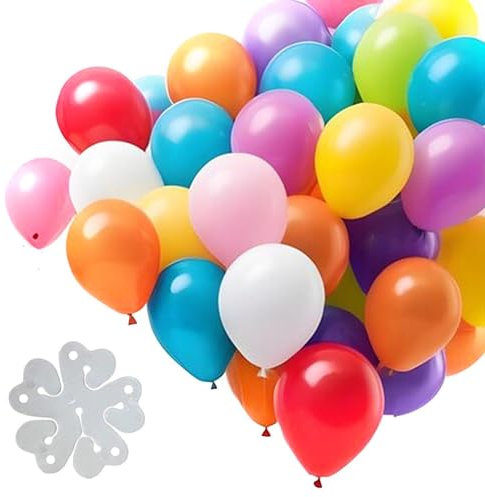 100 globos redondos, 20 clips de modelado de globos, juegos de globos de látex, globos decorativos de colores, globos de fiesta
