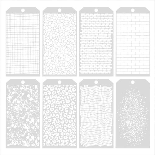 QIBZI Zeichen- & Typografiezubehör 8 Malvorlagen, Backstein-Textur-Wandmalvorlagen, Backstein-Malvorlagen zum Malen, Wandmalerei (8 Stück)