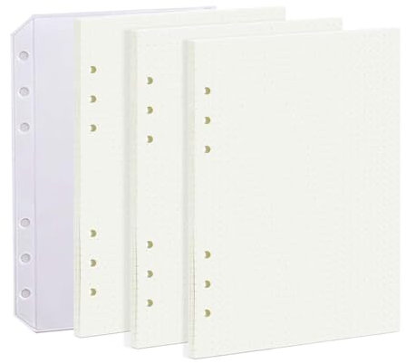 VONJUMA 120 Pcs Ringbucheinlagen A5 A5 Nachfüllpapier A5 Papier Nachfüllbare Refill Paper 6 Löcher Nachfülleinlagen Loose Notizpapier Für A5 Notizbuch Ringbücher Skizze Einsätze Weiss