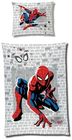 Spiderman Bettwäsche Set (2-teilig) - Decken- und Kissenbezug 135x200 80x80 cm in dichter Fleece Qualität mit Reißverschluss · Kinderbettwäsche für Jungen warm, kuschelig, atmungsaktiv, Öko-Tex