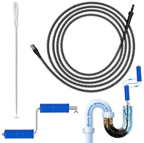 Spirale per la pulizia dei tubi, Ø 8 mm, in acciaio a molla, spirale per tubi di scarico a spirale, per blocchi ostinati, processo di elettroforesi (8mm, 5m)