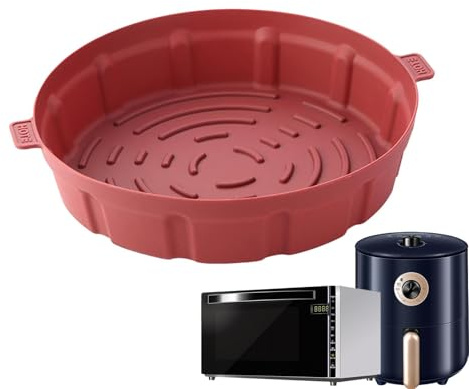 Cubetti da forno rotondi riutilizzabili - Cestino in silicone per friggitrici ad aria calda, accessori da forno unici con design testurizzato | Silicone per uso alimentare microonde e friggitrice ad