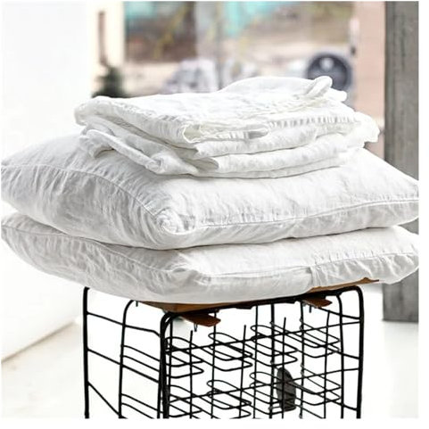 Lenzuolo in Lino Lavato al 100%, Lenzuola in Lino Naturale Francese, Resistenti al restringimento, Traspiranti, Ultra morbide, Biancheria da Letto da Fattoria, 1 Pezzo, Facile da Pulire (F FLATSHEET_