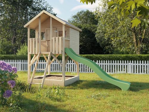 Prestige Garden Stelzenhaus Big House KDI | 202,9x281,5x323 cm | Kesseldruckimprägniert | Mit Sandkasten, Veranda & Balkon | 150 cm Podest | Kinder Outdoor Spielhaus
