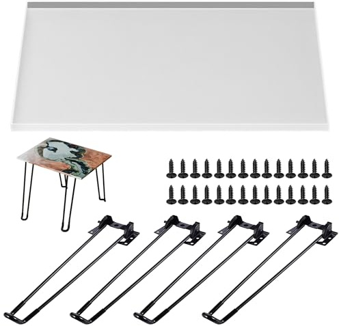 Attuslla Rectangle Epoxy Resin Molds for Table, 12 x 16 Inch Resin Table Silicone Molds with Legs for River Table, DIY Crafts, Cutting Board, Desktop Decoration