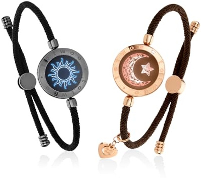 TOTWOO Touch Bracelet for Couple Vibration & Light Up Bracelets Long Distance Gifts for LDR One-to-One Bluetooth Pairing via App
