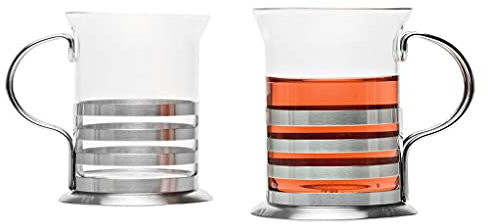 Leonardo Balance Teegläser, 350 ml, 2-er Set, handgefertigt, hitzebeständiges Glas und Edelstahl, 017588