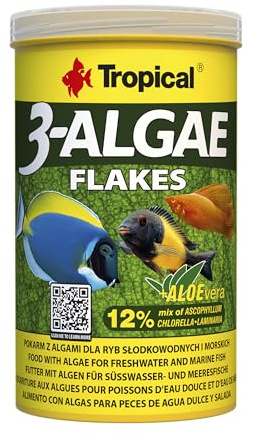 Tropical 3-Algae Flakes 1000ml / 200g - Mangime Universale per Pesci d'Acqua Dolce e marini, in Scaglie