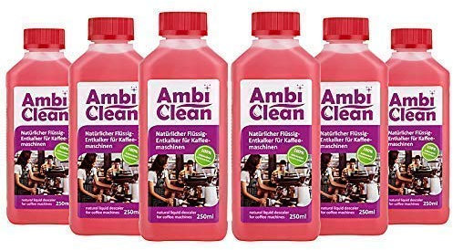 Descaler for fully automated coffee machines - 6 x 250ml = 1.5l, coffee machines, espresso machines, steam irons, water heaters, natural cleaner with organic acids used universally for Delonghi, Saeco, Tassimo, Senseo, Jura and other brands - Made in Germany with a satisfaction and money-back guarantee