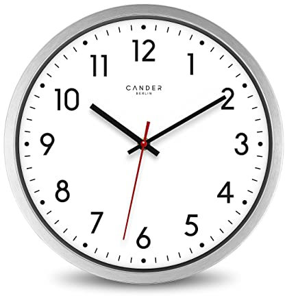 Cander Berlin MNU 4130 Weiße Wanduhr aus Aluminium mit lautlosem Sweep Uhrwerk für den Außenbereich - Badezimmerwanduhr - 12 Zoll (Ø) 30,5 cm
