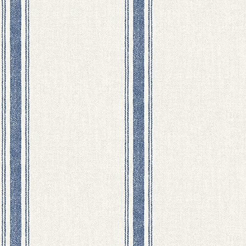 Chesapeake Blue Linette Fabric Stripe Wallpaper, 3115-12462