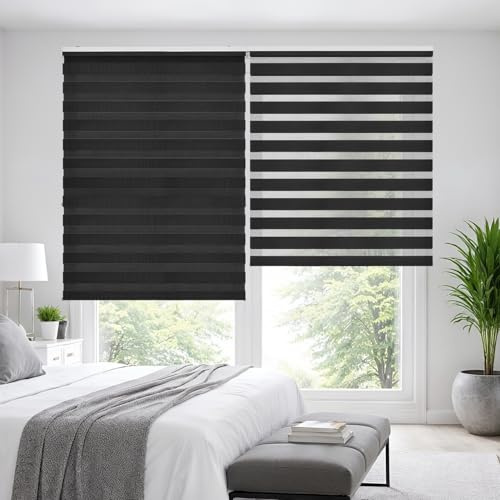 STORESDECO - Dag och Niut-rullgardin med dubbelt tyg, zebrapersienner, för fönster och dörrar | grå färg, 100 cm x 250 cm