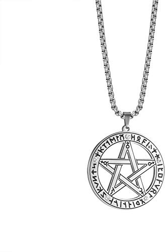 Dreamtimes Ciondolo Ebraico Vegvisir Ciondolo Collana Vichingo Amuleto Gioielli Simbolo Ebraico Stella di David e Lettera Ebraica HAY Ciondolo Collana Gioielli per Uomo Donna