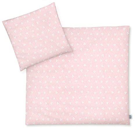 Julius Zöllner Biancheria da letto in jersey per bambini, 80 x 80 + 35 x 40 cm, set da 2 pezzi, copripiumino e federa, 100% jersey di cotone, con chiusura lampo, standard 100 by OEKO-TEX, Leafy
