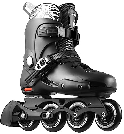 Inline Skates for Men Women, Adult 4 Wheel Speed Inline Roller Skates Blades Outdoor Professional, High Performance Fitness Racing Aggressive Inline Skates Black-White