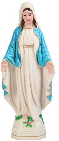 Fenteer Blessed Mother Virgin Mary Figurine Statue Blessed Virgin Mother Mary Figurine Character Sculpture for Living Room Table Stand Decoration,Blue Coat,10cm