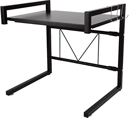 Soporte Extensible de Metal Horno de microondas de Suministro de vajilla Vajilla de Almacenamiento Contador de Ahorro de Espacio Organizador Titular de Especias (42 cm (40-65 cm) Negro)