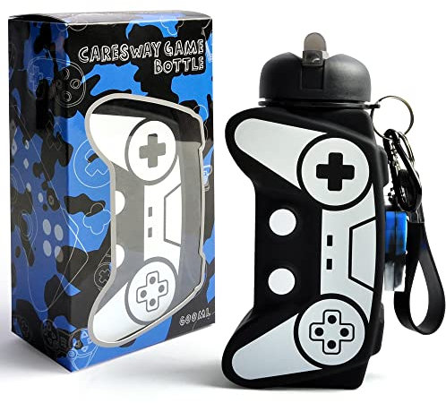 CARESWAY Kids Water Bottle - 600ml Controller Design Water Bottle for kids - Gifts For Boys & Girls With Gaming Interest - BPA Free Leakproof Sports Water Bottle (Controller Design)