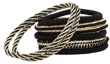 DESSANGE - Lot de 9 Elastiques Cheveux - Noirs et Dorés - Sans Métal - Sans Marque - 3 Coloris - Elastiques Tendance - Elégant - Accessoires Coiffure