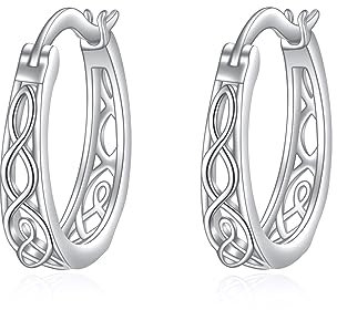 Keltische Hoop Ohrringe Sterling Silber Keltischer Knoten Hohlgeschnitzt Entwurf Umarmung Ohrringe Irischer Schmuck für Frauen