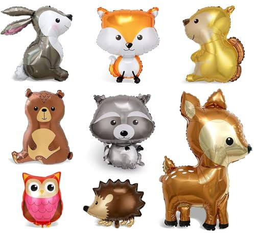 AIZQYC Waldtiere Folienballon, 8 Stück Dschungel Luftballons Tiere, Kindergeburtstag Ballon Dekoration Set, Helium Ballons Tiere Deko für Kinder Geburtstag Party.