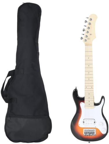 vidaXL E Gitarre für Kinder, Elektrische Gitarre mit Tasche, Guitar Zubehör Starterkit, Musikinstrument Komplettset, Braun Weiß 3/4 30