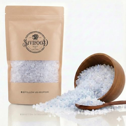 SIVIFOOD Sel bleu 1,5kg - Cristaux naturels rares – Sel gemme non raffiné pour moulin, cuisine gourmet, barbecue, plats orientaux - bleu saphire sel marin 1500g