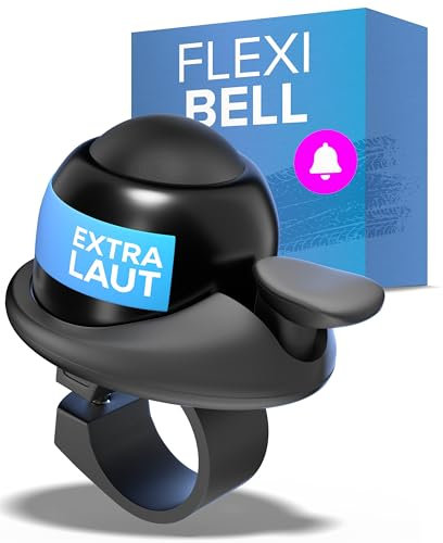 BÜCHEL Fahrradklingel FLEXIBELL in Schwarz - 360° Drehbare Fahrrad Klingel bis zu 100 dB | Wasserfeste & Rostfreie Klingel Fahrrad | Für Alle Lenkerarten Geeignet und als Fahrradklingel Kinder