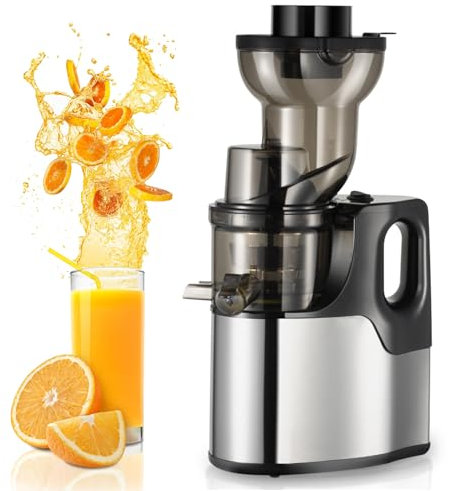 150 W Professionell Slow Juicer, Portabel Pressrester Separation Juicer med 75 mm utmatningsränna, Kallpress Juicermaskin, Slow Masticating Juicer för hel frukt och grönsaker
