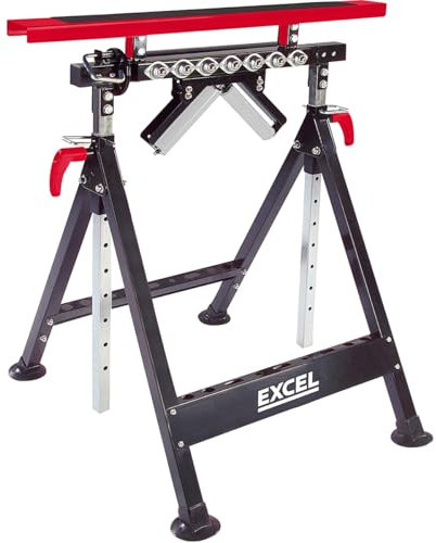 Excel Multi-Function 4 in 1 Workbench Table Trestle Roller Stand Adjustable Height, Heavy-duty square steel construction, Adjustable Height, Roller V-support, Stationary support 200 kg Capacity
