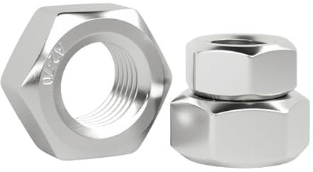 WZHUIDA Sechskantmuttern Edelstahl M2, 50 Stück DIN934 Mutter M2 Standard A2 V2A Edelstahl Sechskantmuttern, Regelgewinde Sechskant Mutter