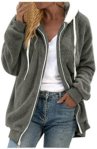 Chaqueta de forro polar para mujer, chaqueta de peluche y de invierno, chaqueta de invierno para mujer, abrigo de felpa, chaqueta de entretiempo, chaqueta larga de forro polar Sherpa Teddy, chaqueta