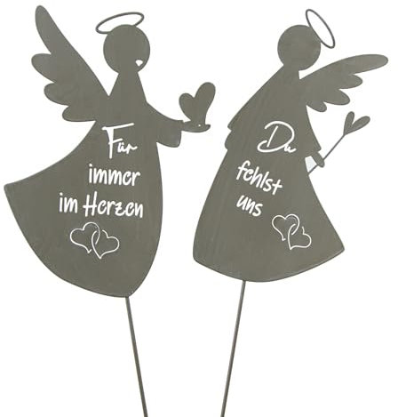 Logbuch-Verlag 2 Engel Grabstecker Metall mit Spruch Grab Deko Schutzengel Grabdekoration zum Stecken 8 x 35 cm
