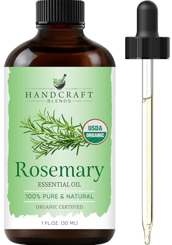Handcraft Blends Organic Rosemary Essential Oil – 1 Fl Oz – 100% Pure and Natural – Premium Grade Essential Oil for Diffuser and Aromatherapy