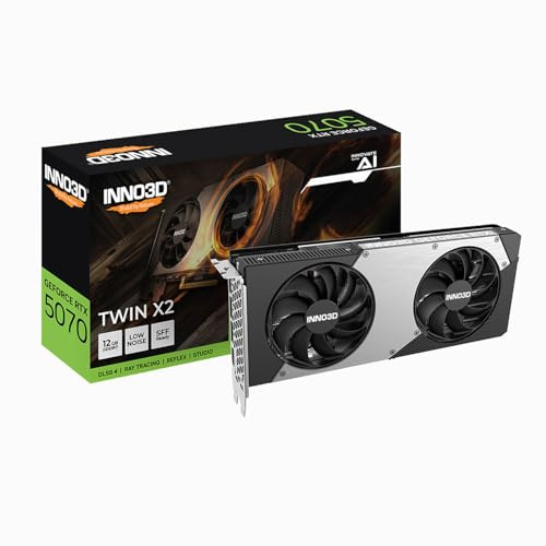 INNO3D NVIDIA GeForce RTX 5070 Twin X2 12GB GDDR7 Gaming Graphics Card (Dual Fan, 2 Slot, Reflex 2 RTX AI DLSS4)