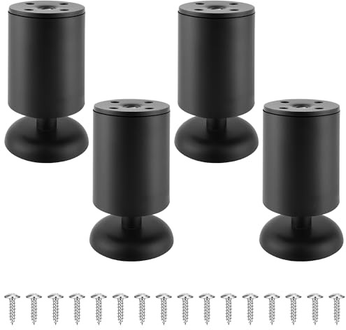 Vortix 4 st. möbelfötter justerbara i höjdled, skåpfötter, skåpben, bordsben, möbelben, bordsfot aluminiumlegering för gör-det-själv-möbler (8 cm svart)