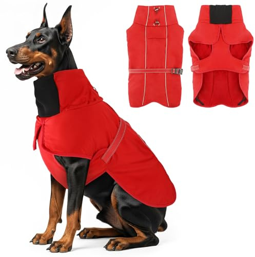 Manteaux Imperméables pour Chiens, Hiver Veste pour Chien Rester Au Chaud Réfléchissante pour avec Doublure en Polaire Douce Manteau Chaud pour Chien De Compagnie Chiens De Taille Moyenne à Grande