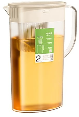 Pichet d'eau en verre - boisson lait et jus - Pichet Carafe pour thé glacé | 2L Brew Infuseur Kettle avec couvercle | Puche borosilicate à haute température pour le réfrigérateur, les fruits et l'util