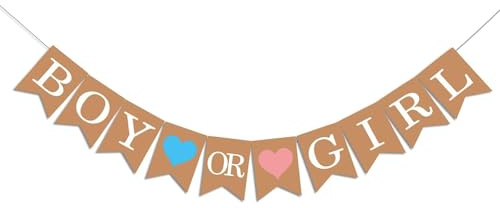 BOY OR GIRL Banner Baby Shower Decorazioni, Genere Rivelare Bandierine Bandiera Sfondo Bambino Sesso Show Party Bomboniere Gravidanza Annuncio Sfondo (B)