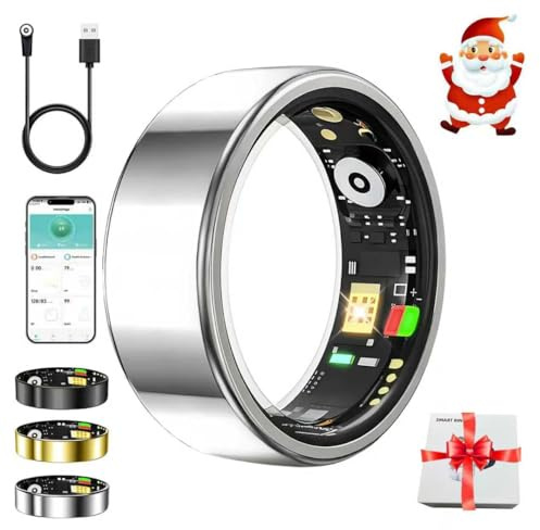 ZBNMY White Elephant Gifts,Smart Ring,Gifts Christmas for Women Men - Sleep Monitoring/Blood Oxygen/Motion Tracking,Waterproof & No Subscription Required,Gifts for Mom Dad Boyfriend Her Him Silver 8