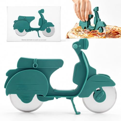 pelriox Motorcykel pizzaskärare, rostfritt stål pizzarulle non-stick beläggning, praktisk kökshjälp för hem och fest