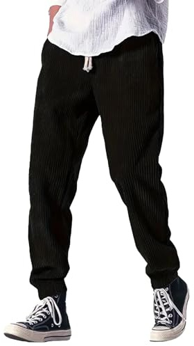 Générique Pantalon Japonais en Velours pour Homme, Pantalon Kirakuco pour Homme, Large d'hiver avec Poche Bodybuilding côtelé élégant avec Cordon de Serrage Jogging Streetwear Baggy Élastique