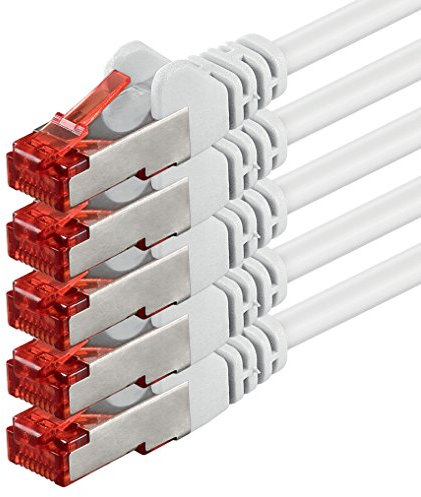 1aTTack.de 5x 1m - Cat 6 Netzwerk-Kabel Patch-Kabel Cat6 RJ45 SFTP - Weiß