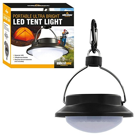 Milestone Camping 53620 Portable Ultra Bright 60 LED Tent Light / Fully Adjustable / Hook Included / Lightweight / Black