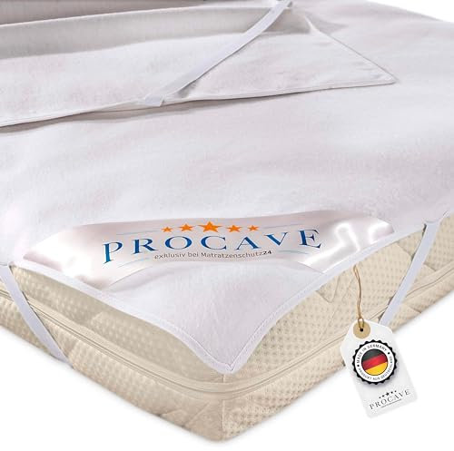 PROCAVE Molton-Matratzenschoner in weiß, Matratzen-Auflage aus 100% Baumwolle, hochwertige Moltonauflage als Matratzenschutz, Premium Qualität Made in Germany 160x190 cm