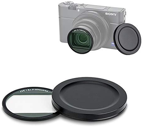 UV-Filter für Sony RX100 VII VI V ZV-1 II ZV-1 Canon Powershot G7X Mark III II G5X MkII mit Objektivdeckel und Filterschutzhülle, Ultra Slim 19 Schichten mehrfach beschichteter Objektivfilter Schutz