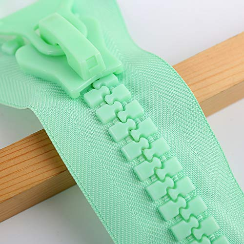 Large Plastic Zipper #20 Super Heavy Duty Zippers 25cm Long with 2pcs for DIY Sewing (#20-l-green-2pcs)